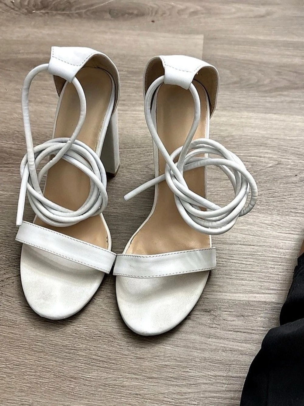 White Strappy Block Heel Sandals